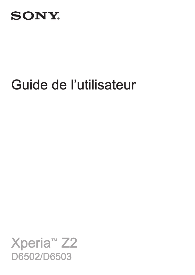 First page image of the manual for Xperia Z2