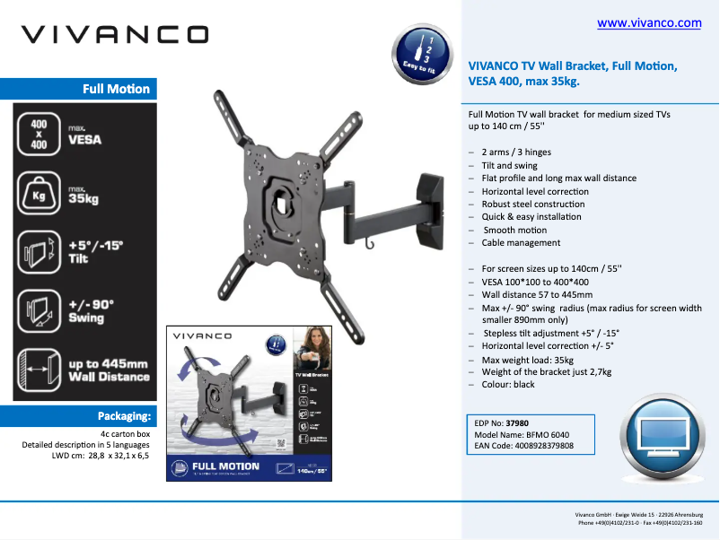Page 1 of the manual User Manual Vivanco BFMO 6040