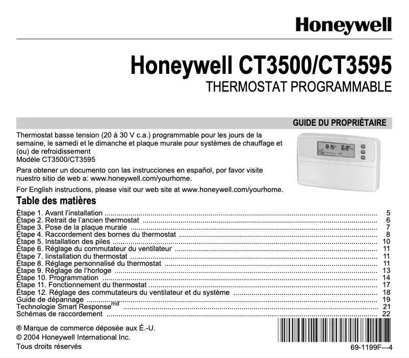 Page 1 of the manual User Manual Honeywell CT3595