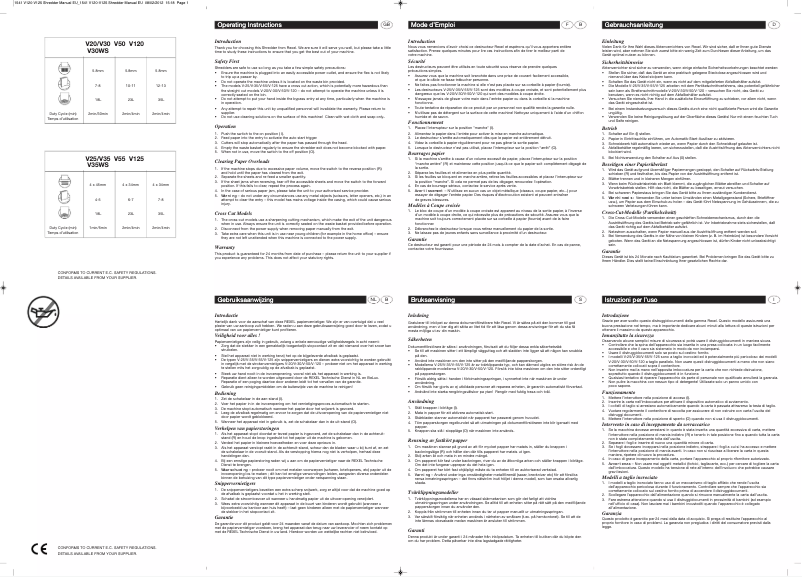 First page image of the manual for V125