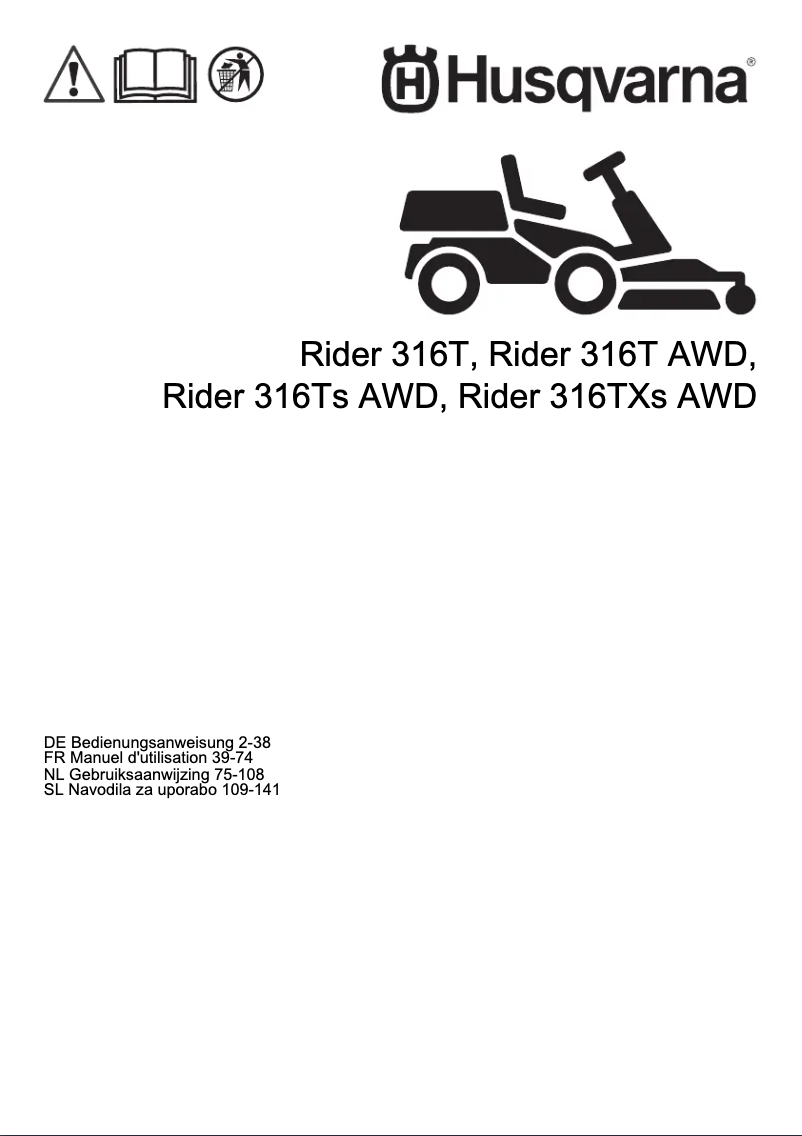First page image of the manual for Rider 316T AWD