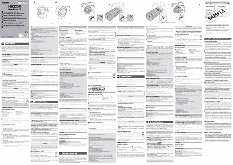 First page image of the manual for Nikkor Mount Adapter FTZ