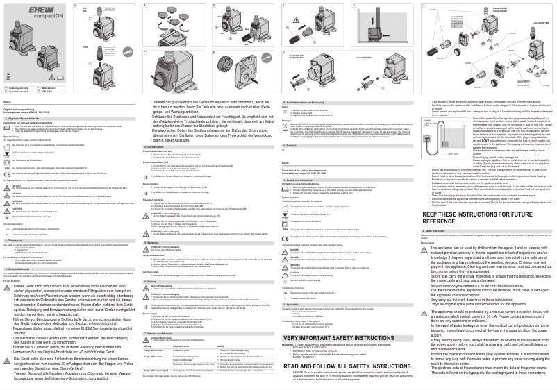 Page 1 of the manual User Manual Eheim compactON 1000