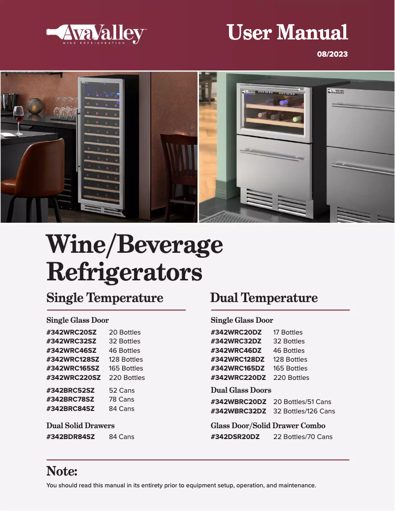 Page 1 of the manual User Manual AvaValley SRW-168S