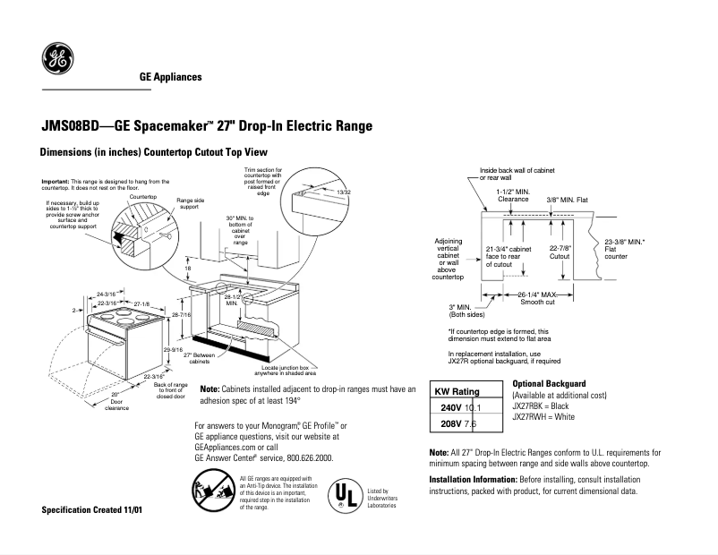 First page image of the manual for JMS08BDCT