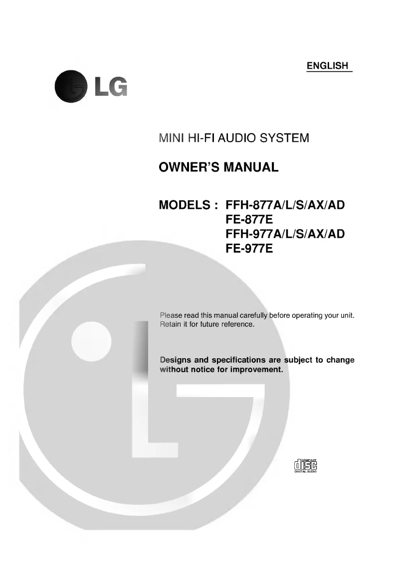 First page image of the manual for FFH-977A