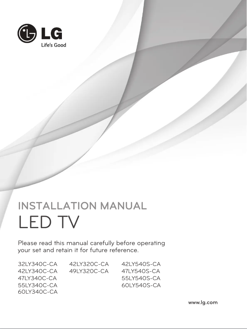 Page 1 of the manual Installation Guide LG 32LY340C