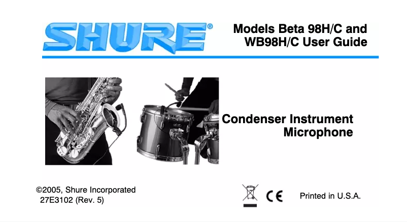 Page 1 of the manual User Manual Shure BETA-98H