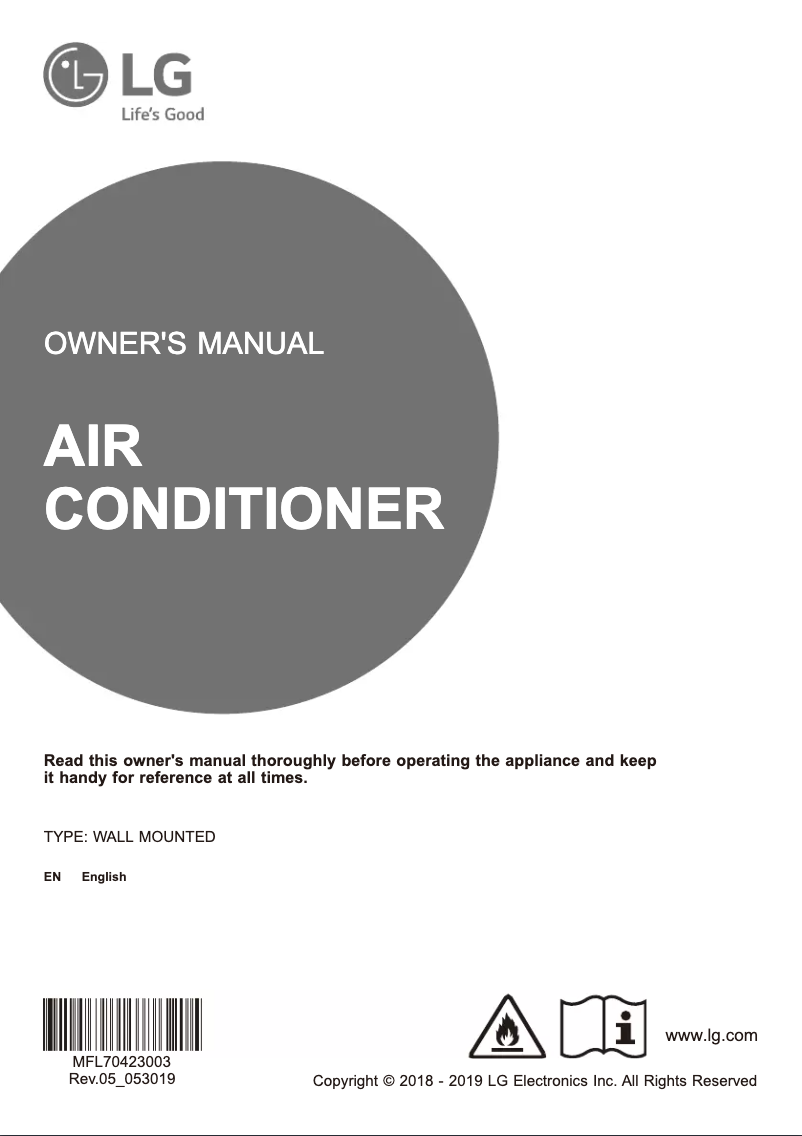 First page image of the manual for LSNQ12YNZA