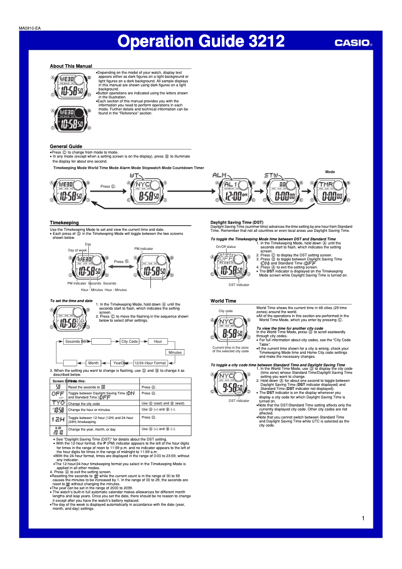 Page 1 of the manual User Manual Casio BGD-120P-2ER