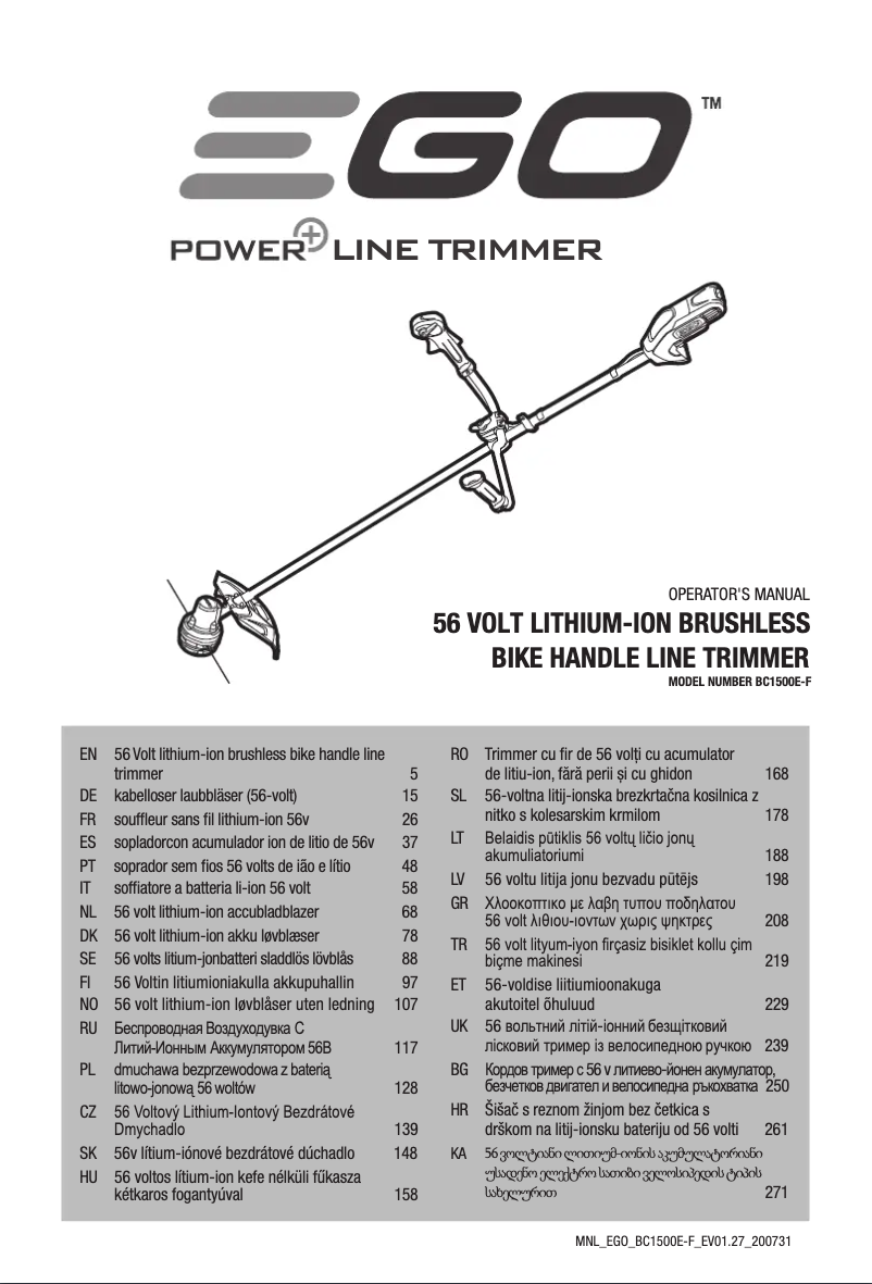 First page image of the manual for BC1500E