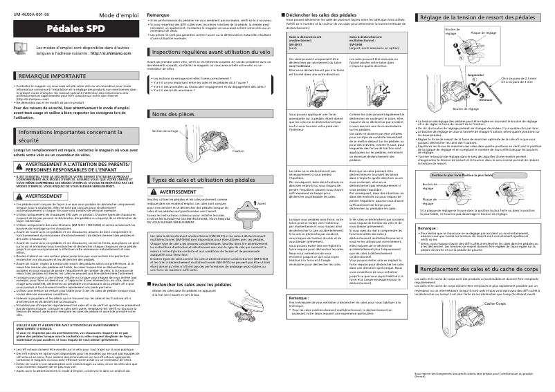 Page 1 of the manual User Manual Shimano PD-M9000