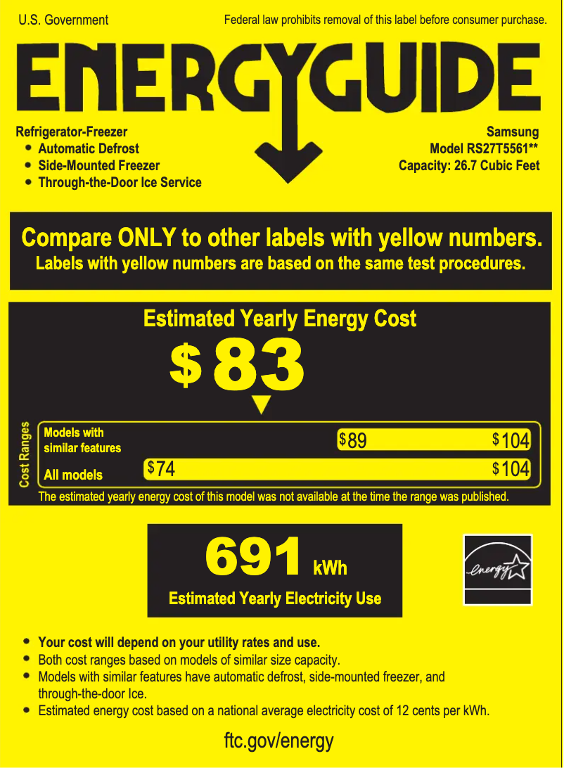 Page 1 of the manual Energy Label Samsung RS27T5561SR