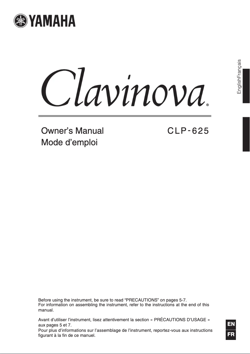 Page 1 of the manual User Manual Yamaha Clavinova CLP-625
