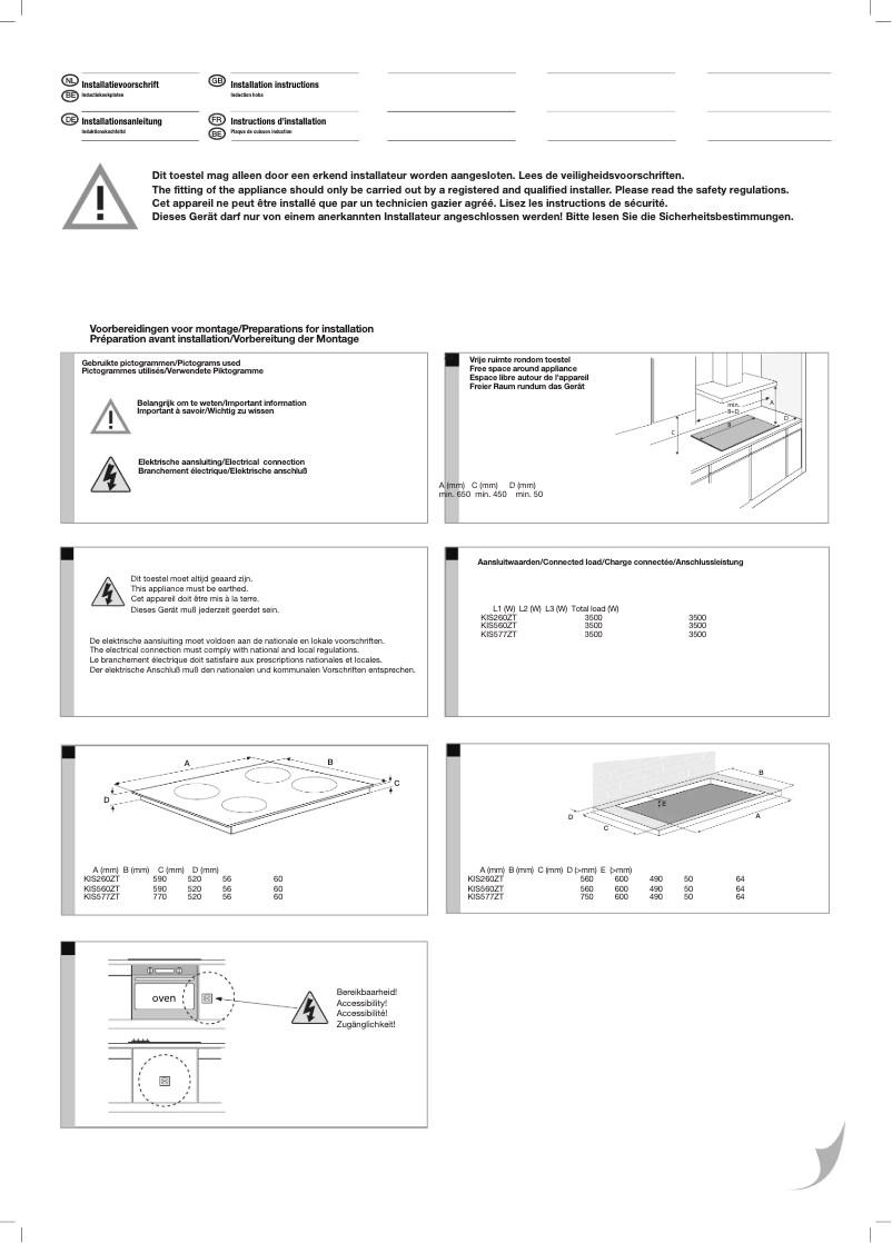Page 1 of the manual Installation Guide Etna KIS260ZT