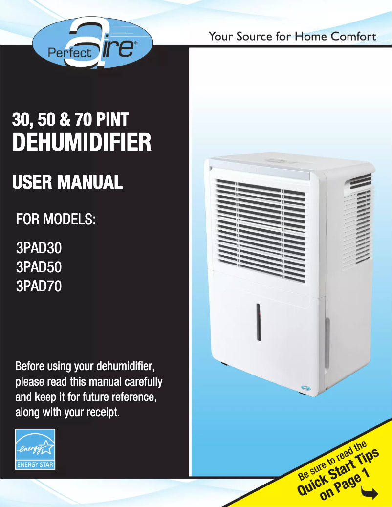 First page image of the manual for 3PAD70