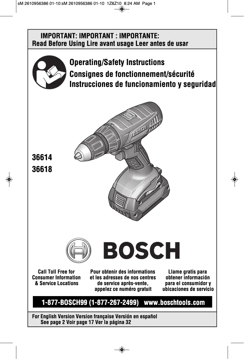 Page 1 of the manual User Manual Bosch 36618B