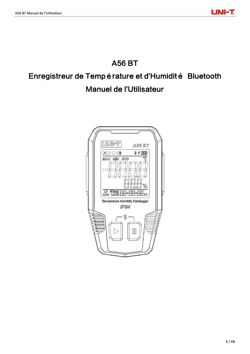 First page image of the manual for A56 BT