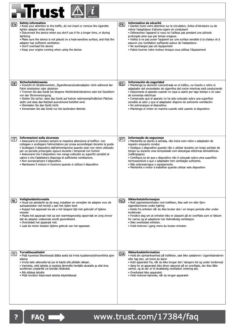Page 1 of the manual User Manual Trust Micro-USB Car