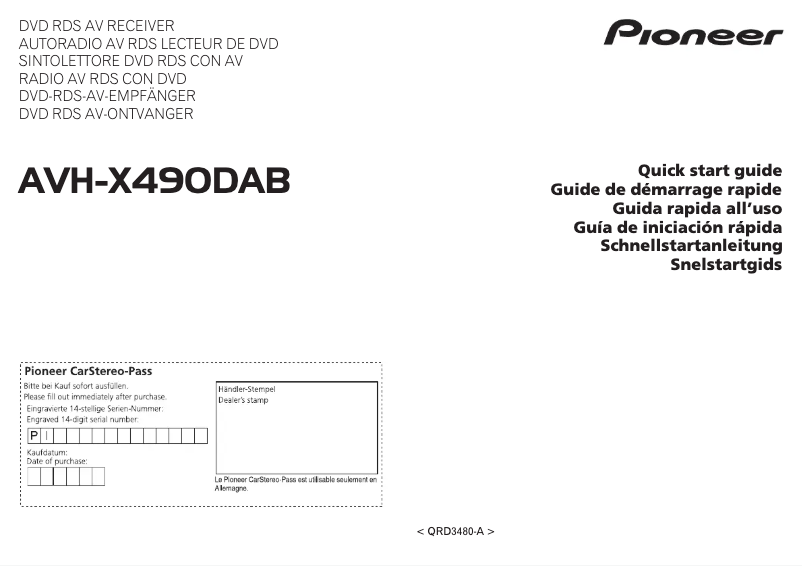 First page image of the manual for AVH-X490DAB