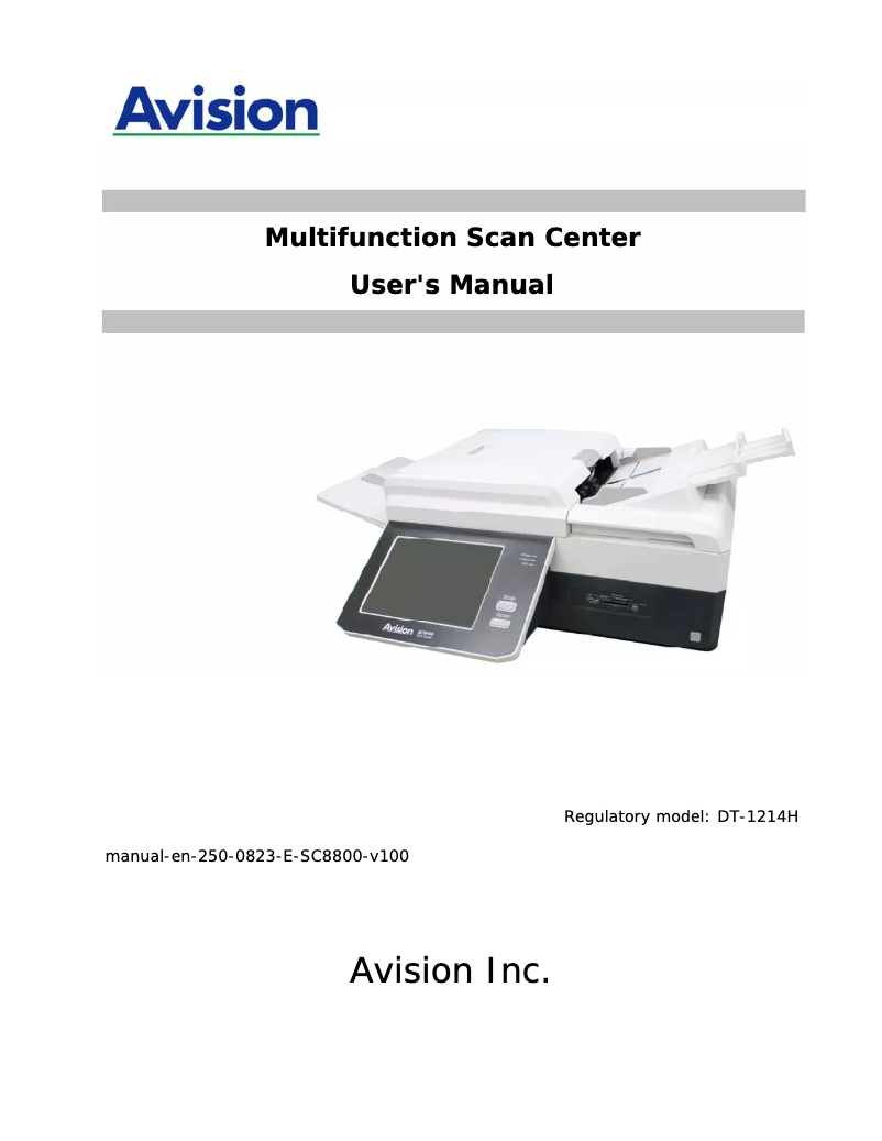 First page image of the manual for SC8800