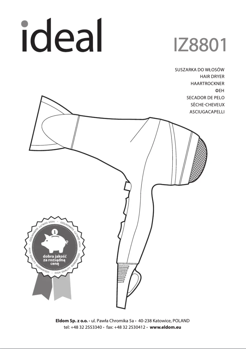 First page image of the manual for IDEAL IZ8801