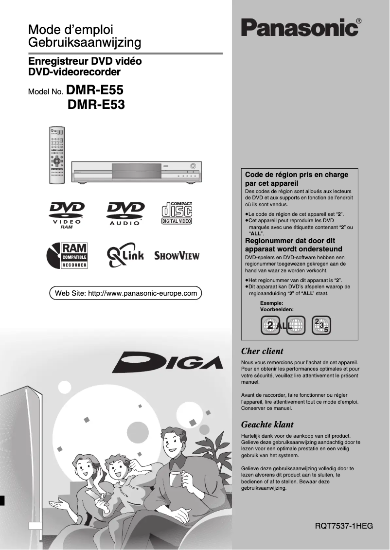 Page 1 of the manual User Manual Panasonic DMR-E53