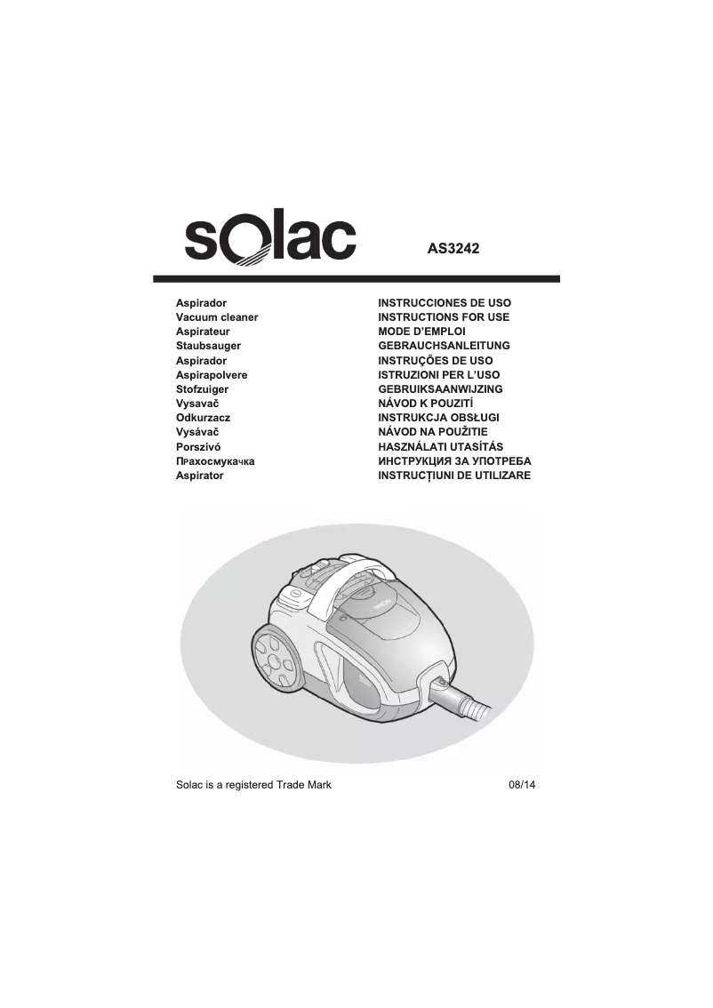 Page 1 of the manual User Manual Solac Apollo Cyclonic A AS3242