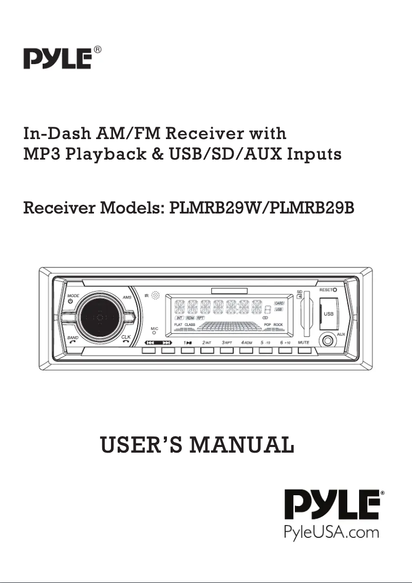 First page image of the manual for PLMRB29B