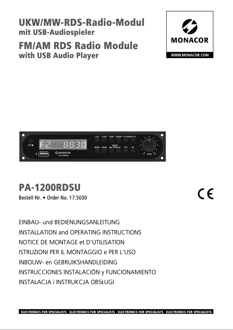 First page image of the manual for PA-1200RDSU