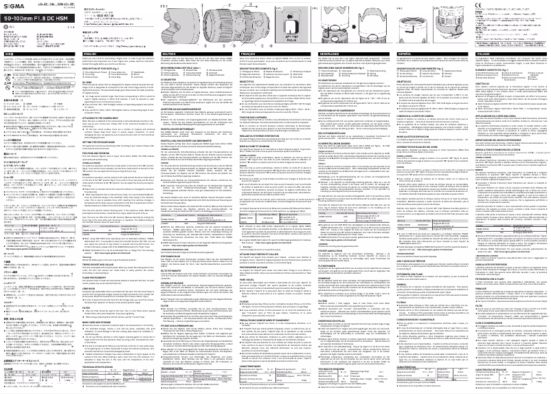 First page image of the manual for 50-100mm F1.8 DC HSM (A) Nikon