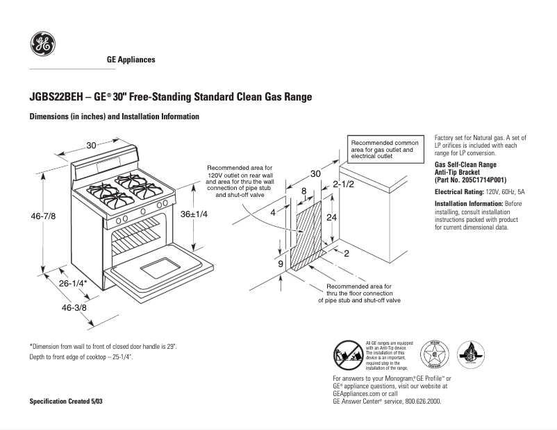 First page image of the manual for JGBS22BEHCT
