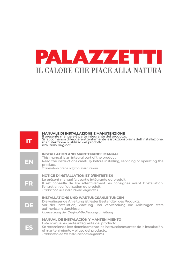 Page 1 of the manual User Manual Palazzetti Ecofire Emily 9 Pro2