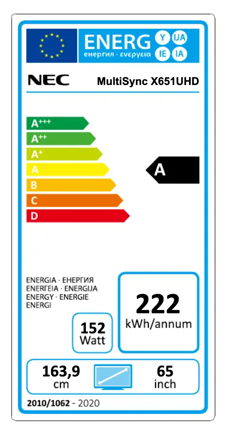 Page 1 of the manual Energy Label NEC MultiSync X651UHD