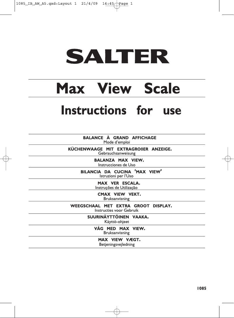 Image de la première page du manuel de l'appareil 1085