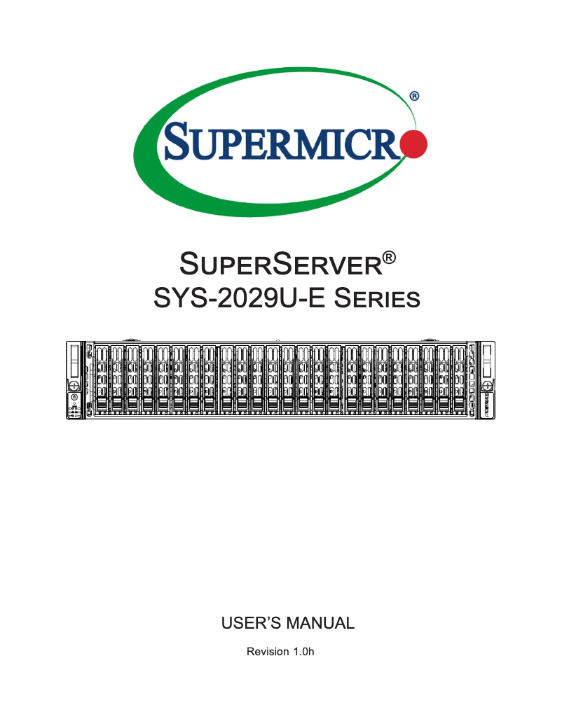 First page image of the manual for SuperServer 2029U-E1CR4