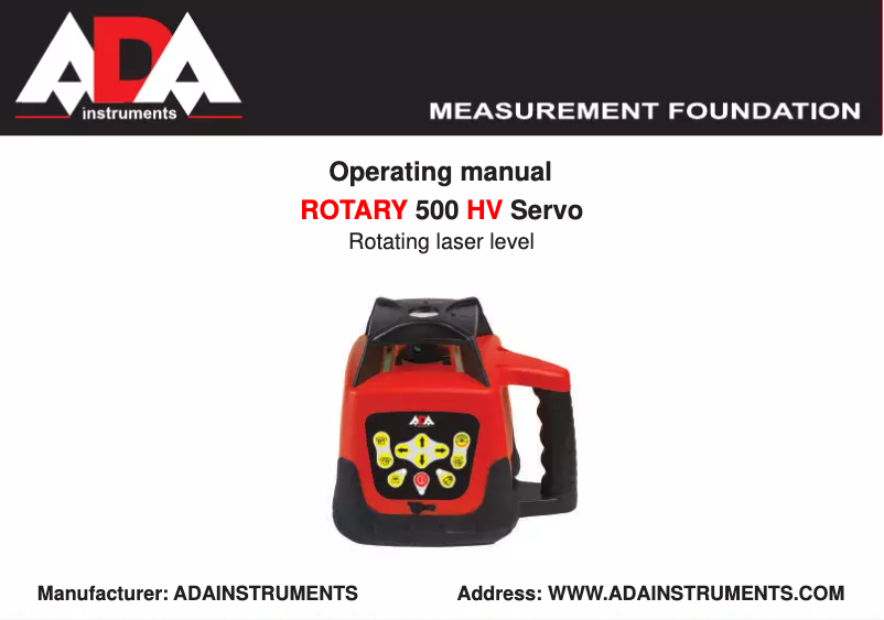 Page 1 of the manual User Manual ADA Rotary 500 HV Servo