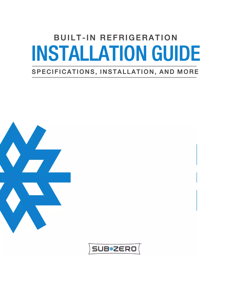 Page 1 of the manual Installation Guide Sub-Zero BI-42UFDID/S/PH