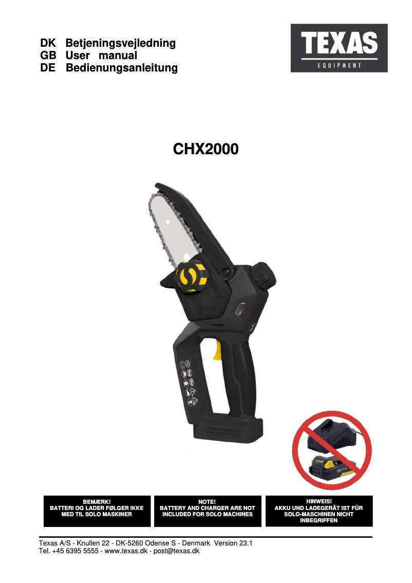 First page image of the manual for CHX2000