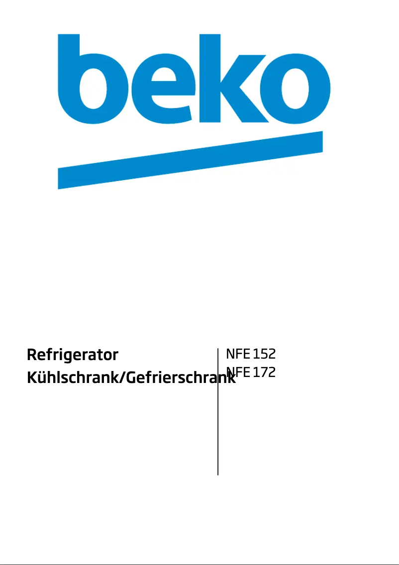 Page 1 of the manual User Manual Beko NFE 172