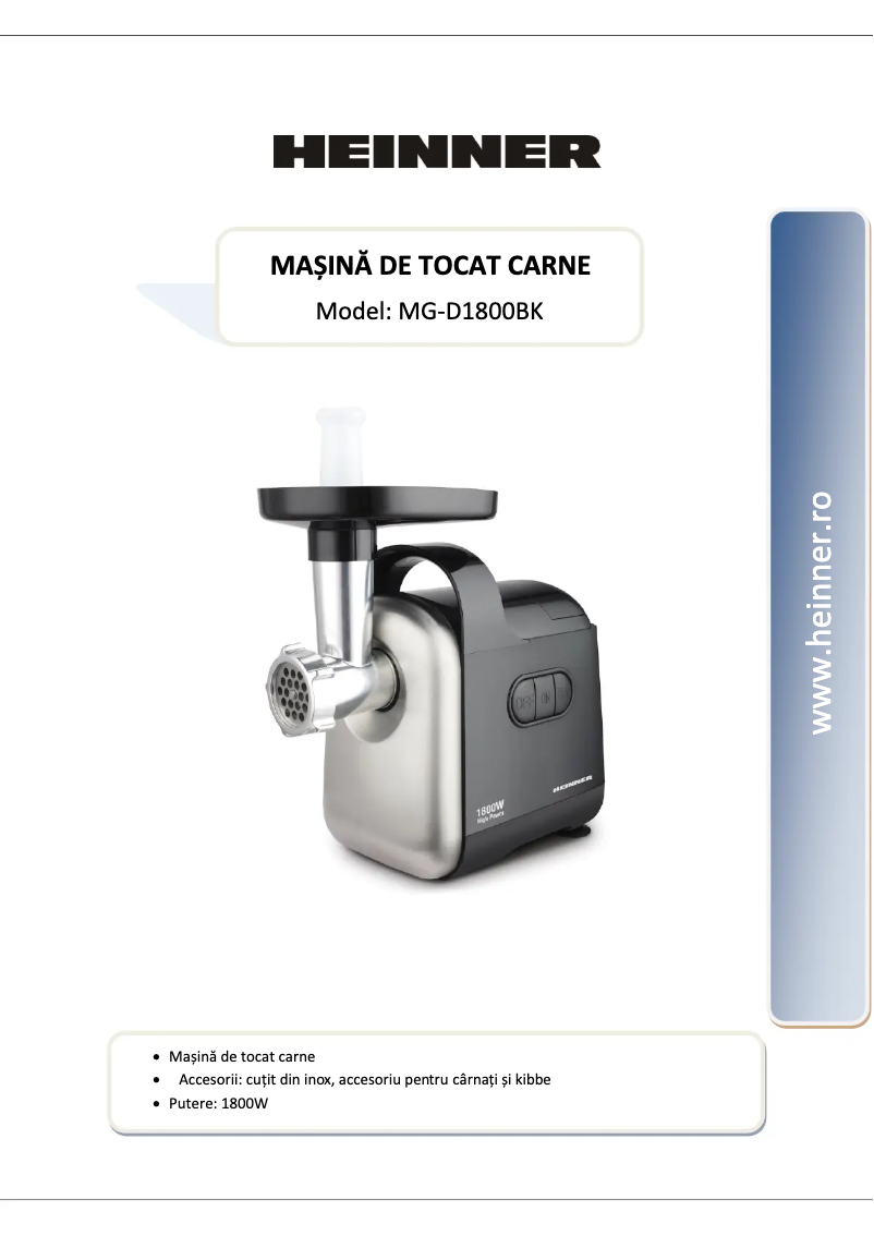 Page 1 of the manual User Manual Heinner MG-D1800BK
