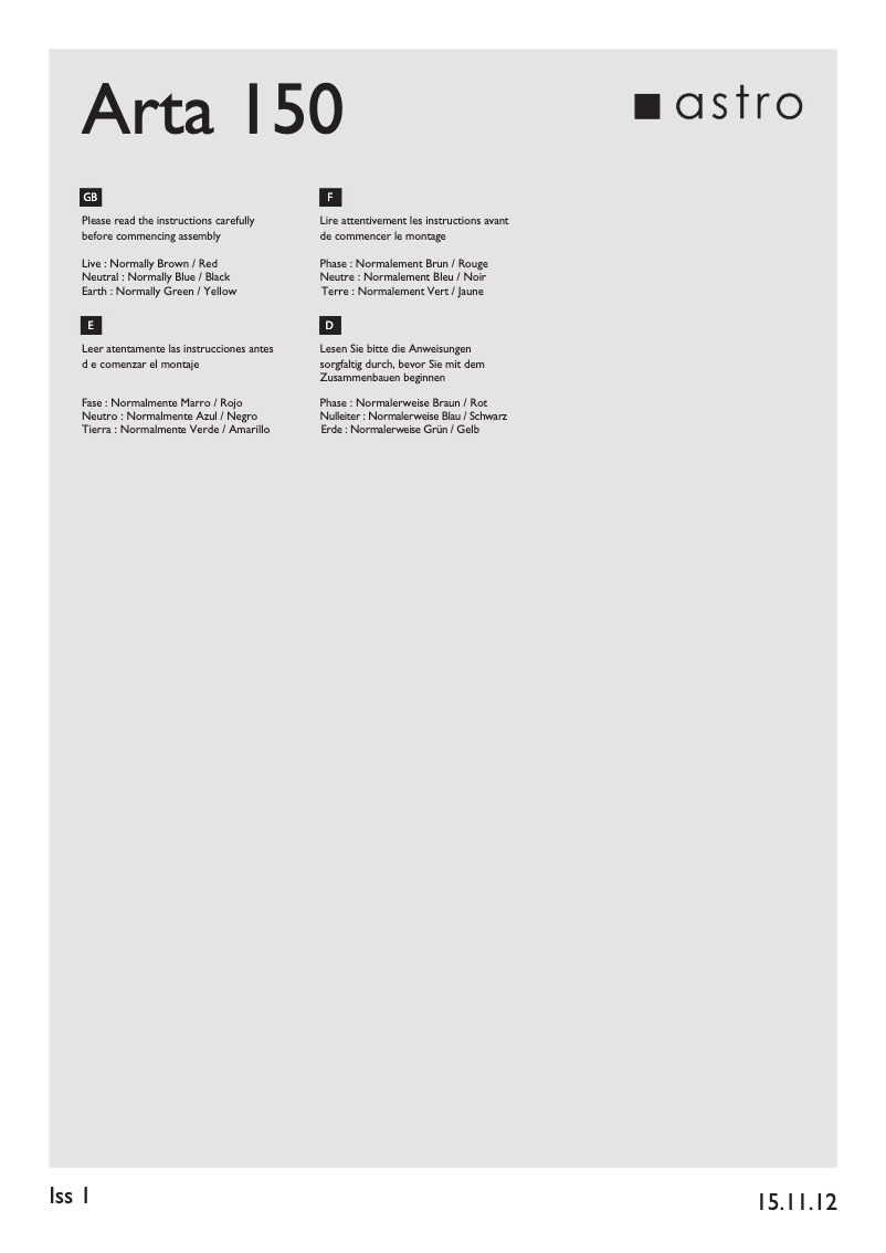 Page 1 of the manual User Manual Astro Arta