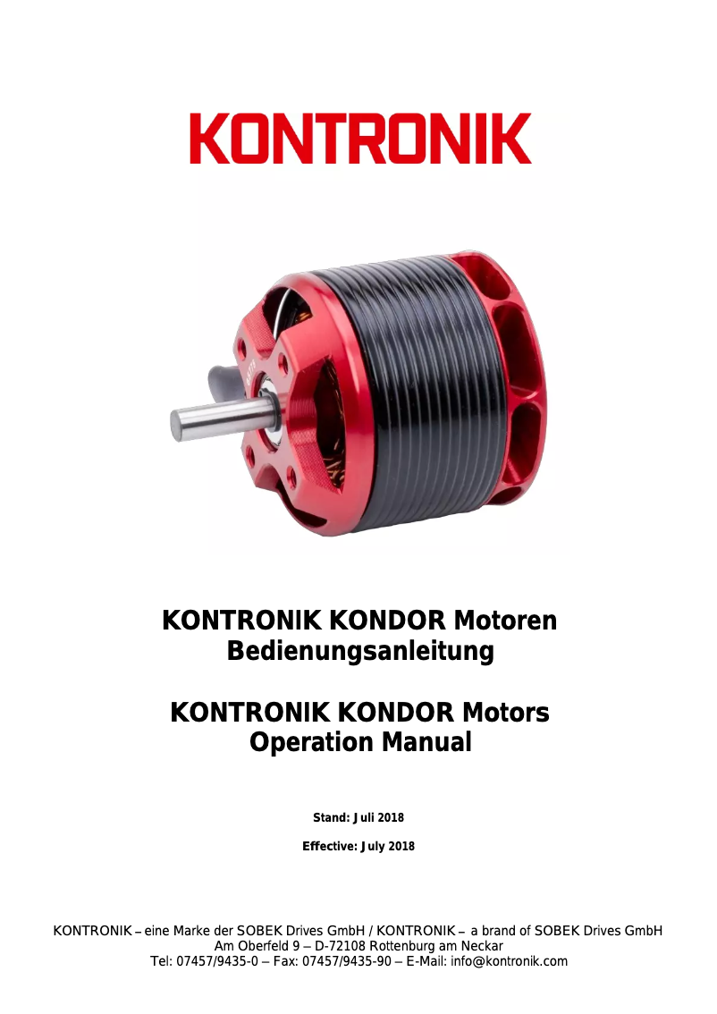 Page 1 of the manual User Manual KONTRONIK Kondor-XL 30-32