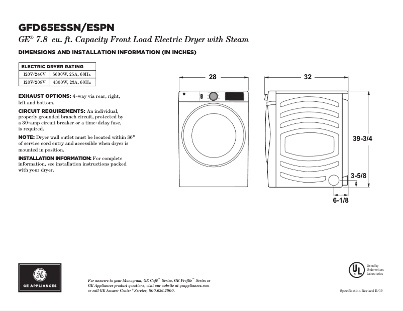 Page 1 of the manual Instructions / Assembly GE GFD65ESPNSN