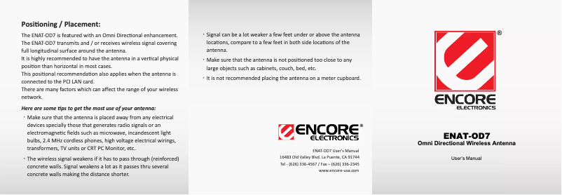 First page image of the manual for ENAT-OD7