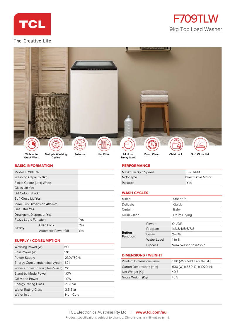 First page image of the manual for F709TLW
