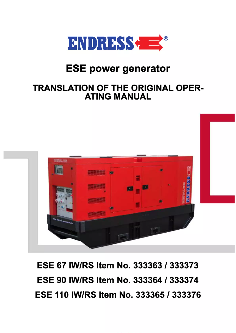 Page 1 of the manual User Manual Endress ESE 67 IW/RS