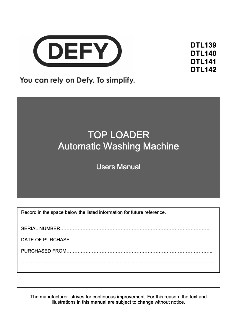 First page image of the manual for DTL 142