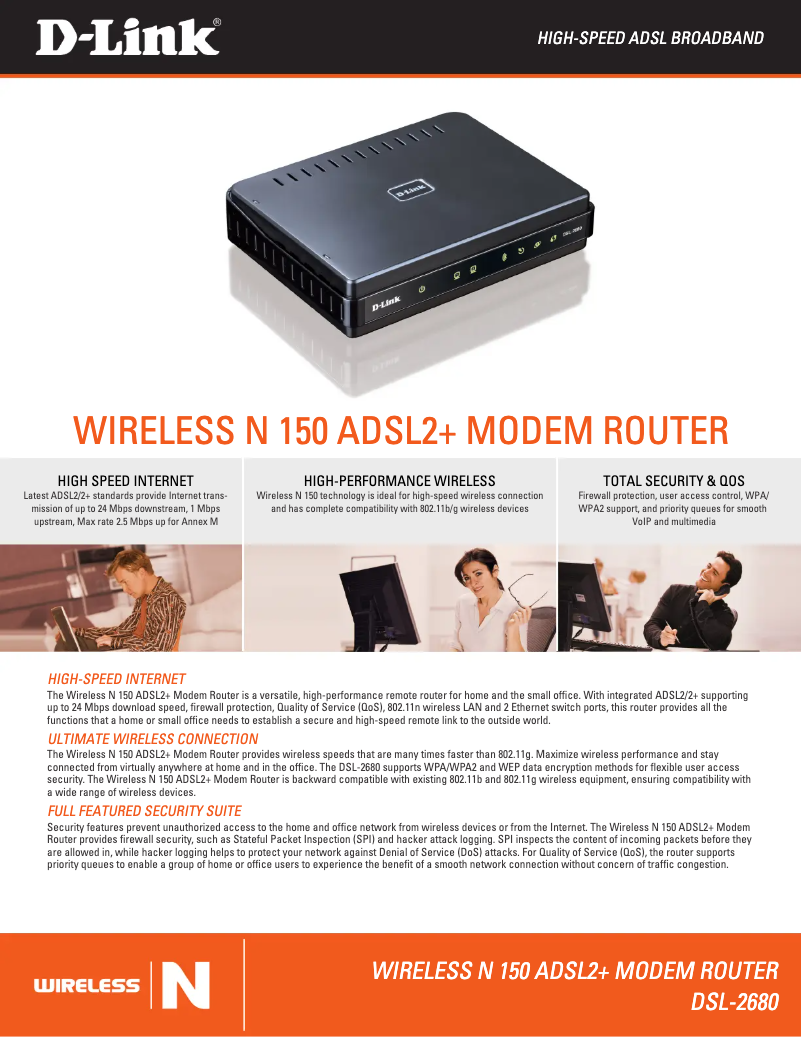Page 1 of the manual Technical Sheet D-Link DSL-2680