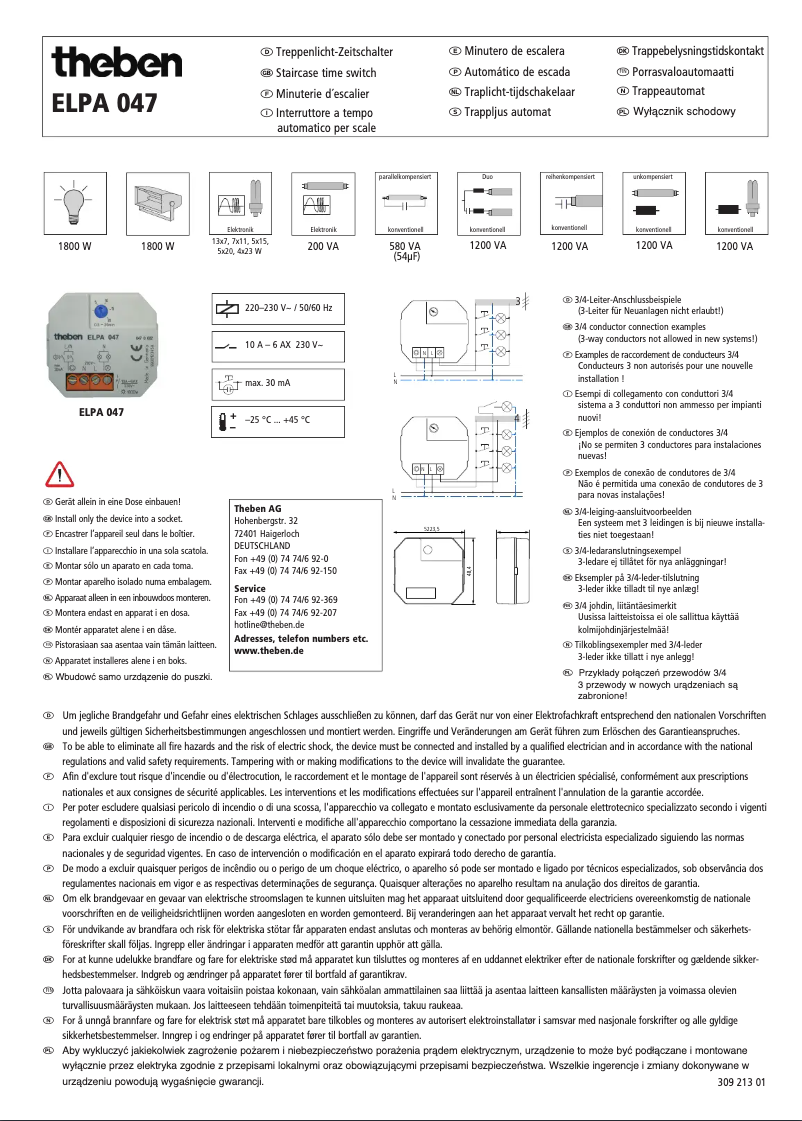 Page 1 of the manual User Manual Theben ELPA 047